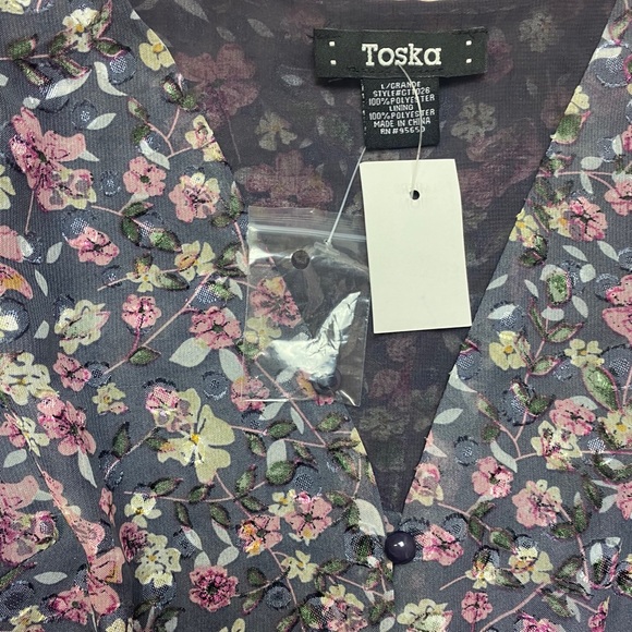 Floral cropped blouse; L - Picture 3 of 5